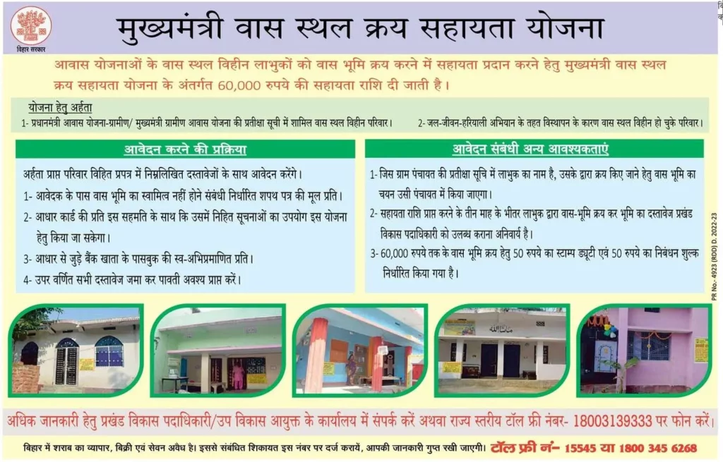 Mukhyamantri Vaas Sthal Kray Sahayata Yojana in Bihar 2024 pamplate